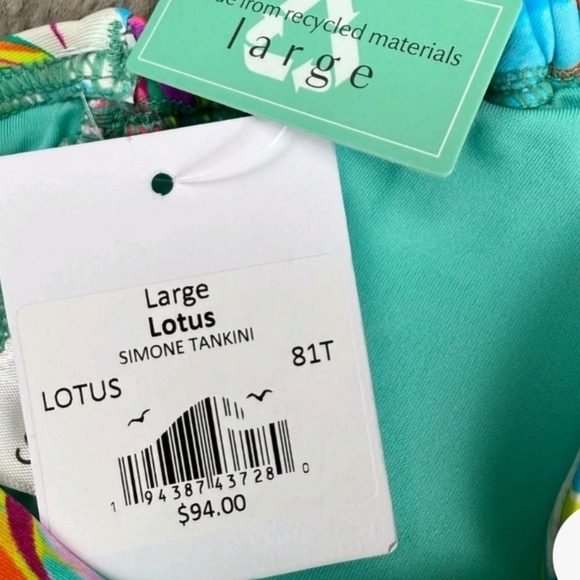 Sunsets Tropical Lotus Simone Swim  Tankini Top Large NWT - Picture 3 of 4